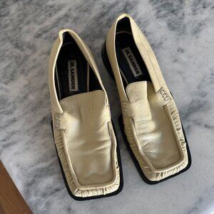 Jil Sander Cream Leather Loafers 37.5